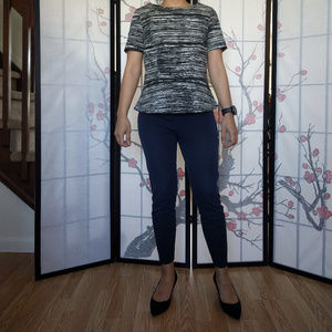 Black & White Abstract Peplum Top